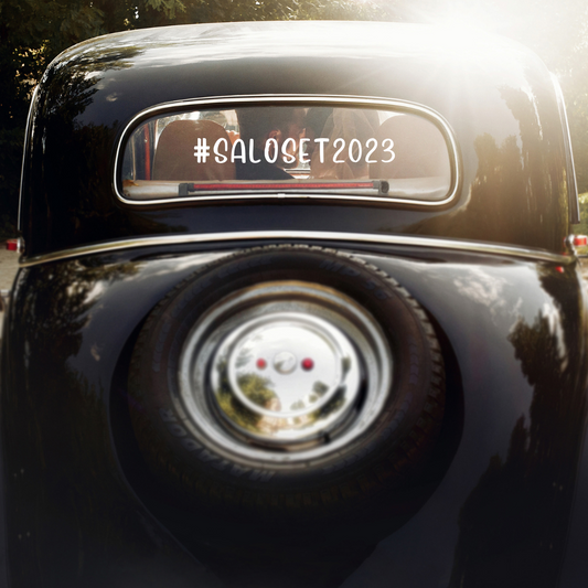 hääauton tarra omalla tekstillä